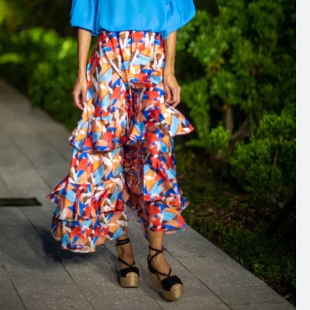 Carolina Estefan Geometric Print Maxi Skirt Size S/M